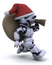 Robot with christmas gift sack