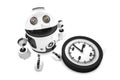 Robot with clock. 3D illustration.