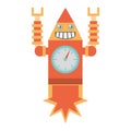 robot clock laungh rocket smile