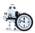 Robot with clock. Technology concept. . Contains clipping path