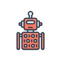 Color illustration icon for robot code, robotic and automatic