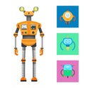 Robot Collection and Icons Vector Illustration