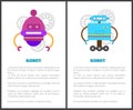 Robot Collection of Posters Vector Illustration