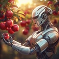 robot collects red apples