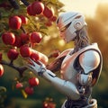 robot collects red apples