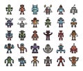 Robot color outline vector icons