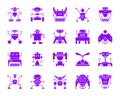 Robot color silhouette icons vector set Royalty Free Stock Photo