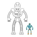 Robot coloring book. Cyborg - technological machine. Humanoid ma
