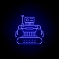 robot combat line icon in blue neon style. Signs and symbols can be used for web, logo, mobile app, UI, UX