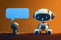 robot communication. Two robots talking, empty spaces for text AI generation