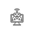 Robot computer connection icon. Simple line, outline vector of artificial Intelligence icons for ui and ux, website or Royalty Free Stock Photo