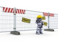 Robot with construction barrier fence