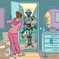 Robot courier in a medical mask, safe delivery in quarantine
