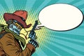 Robot cowboy wild West, comic book bubble Royalty Free Stock Photo