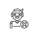 Robot with cross mark line icon