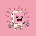 Robot. Cute artificial robotic character angry. Hand drawn Vector illustration.