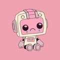 Robot. Cute artificial robotic character crying. Hand drawn Vector illustration.