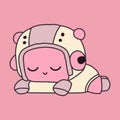 Robot. Cute artificial robotic character sleeps. Hand drawn Vector illustration.