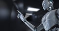 Robot Cyborg 3d render on blurred background. Innovation technology robotisation