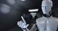 Robot Cyborg 3d render on blurred background. Innovation technology robotisation