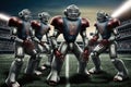 Robot cyborg playing american football illustration generative ai
