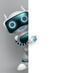 Robot 3d character vector background design. Robotic character showing empty white board with space for text and messages.