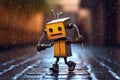 Robot dancing in the rain, concept of Artificial intelligence