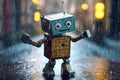 Robot dancing in the rain, concept of Artificial intelligence