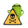 Robot with danger skull sign Royalty Free Stock Photo