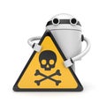 Robot with danger skull sign Royalty Free Stock Photo