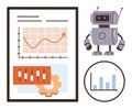 Robot and Data Charts Highlighting Automation, Technology, and AI-Driven Analytics Royalty Free Stock Photo