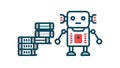 Robot with Data Storage Boxes Icon, Flat Vector, vector design Generative AI Royalty Free Stock Photo