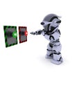 Robot deciding which button to push Royalty Free Stock Photo