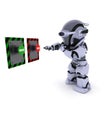 Robot deciding which button to push Royalty Free Stock Photo