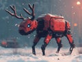 A robot deer is walking through the snow Royalty Free Stock Photo