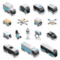 Robot Delivery Isometric Icons