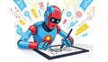 Robot designer creating digital art on. Royalty Free Stock Photo