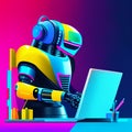 A robot designing a PowerPoint slides