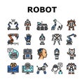 Robot Development And Industry Icons Set Vector