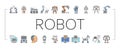 Robot Development And Industry Icons Set Vector