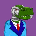 Robot dino with elegant suit and tie avatar graphic Royalty Free Stock Photo