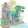 Robot dinosaur baryonyx, funny illustration Royalty Free Stock Photo