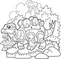 Robot dinosaur , coloring book for children, funny illustration