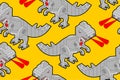 Robot Dinosaur pattern seamless. Iron monster Prehistoric background. Mechanical T-rex animal predator ornament. Baby fabric Royalty Free Stock Photo