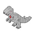Robot Dinosaur pixel art. Iron dino monster 8 bit. Mechanical T-rex animal predator Pixelate