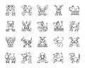 Robot Dog charcoal draw line icons vector set Royalty Free Stock Photo