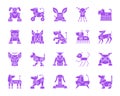 Robot Dog color silhouette icons vector set Royalty Free Stock Photo