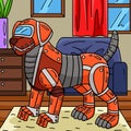 Robot Dog Coloring Page Colored Cartoon I