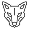 Robot dog head line icon, Robotization concept, robotic wolf sign on white background, Head of robot dog icon in outline