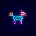 Robot dog neon icon. High tech technology pet. Cyberpunk concept. Isolated vector stock illustration Royalty Free Stock Photo